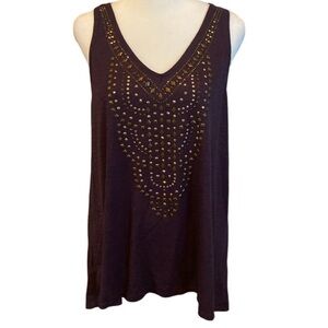 Knox Rose purple dressy tank. Size M. Gold beading. Flowy and cute!